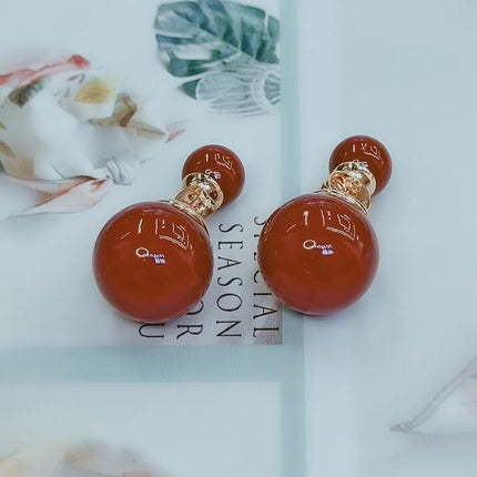 New Korean style star with fashion pearl earrings sweet temperament girl earrings double-sided pearl multi-wear method