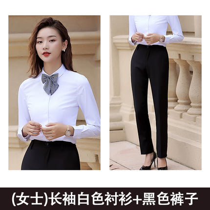Men's and Women's Business Wear Same Style Shirt Hotel Front Desk Manager Shirt Civil Servant Interview Clothing Women's Formal Fixture
