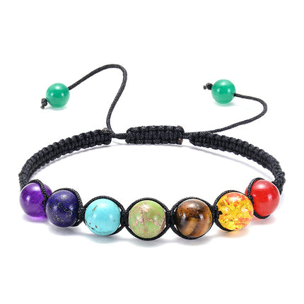 Amazon Hot Sale Natural Agate Frosted Volcanic Stone Bracelet Colorful Natural Stone Yoga Woven Bracelet Wholesale