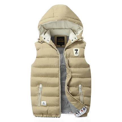 Autumn and Winter New Men's Casual Fashion Korean Style Vest Young Students Handsome Removable Hat Men's Waistcoat Trendy
