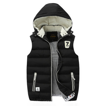 Autumn and Winter New Men's Casual Fashion Korean Style Vest Young Students Handsome Removable Hat Men's Waistcoat Trendy