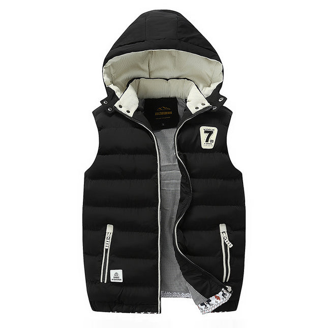 Autumn and Winter New Men's Casual Fashion Korean Style Vest Young Students Handsome Removable Hat Men's Waistcoat Trendy