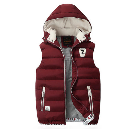 Autumn and Winter New Men's Casual Fashion Korean Style Vest Young Students Handsome Removable Hat Men's Waistcoat Trendy