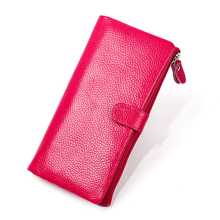 Factory Customized New Women's Long Rfid Anti-Scan Genuine Leather Wallet Korean Style Mobile Phone Bag Clutch Bag Storage Bag