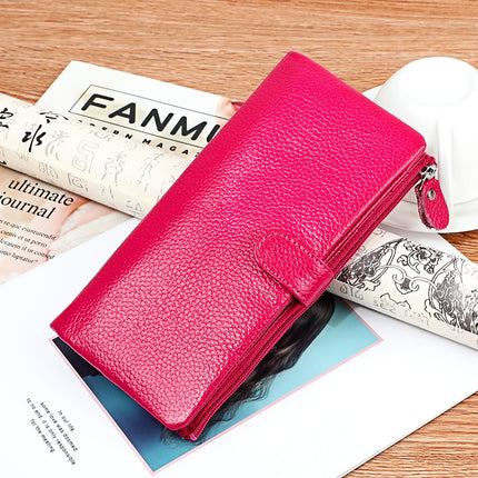 Factory Customized New Women's Long Rfid Anti-Scan Genuine Leather Wallet Korean Style Mobile Phone Bag Clutch Bag Storage Bag