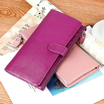 Factory Customized New Women's Long Rfid Anti-Scan Genuine Leather Wallet Korean Style Mobile Phone Bag Clutch Bag Storage Bag