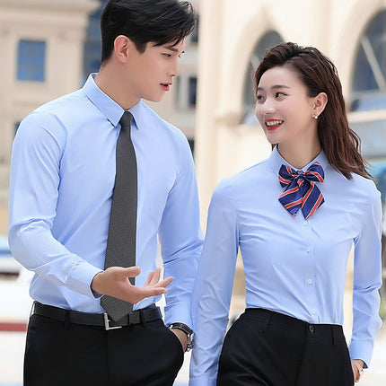 Men's and Women's Business Wear Same Style Shirt Hotel Front Desk Manager Shirt Civil Servant Interview Clothing Women's Formal Fixture