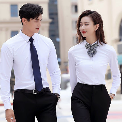 Men's and Women's Business Wear Same Style Shirt Hotel Front Desk Manager Shirt Civil Servant Interview Clothing Women's Formal Fixture
