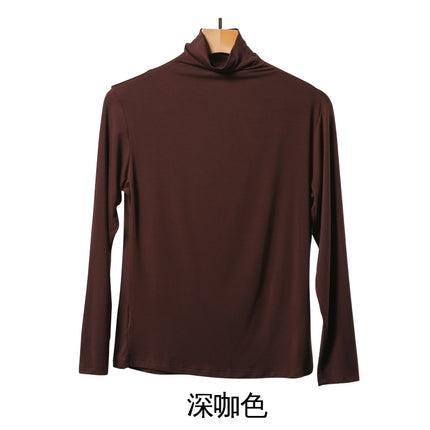Korean-style Hot New Half-high Collar Base Shirt Women's Internet-famous Long-sleeved Solid Color Modal T-shirt Slim-fit All-match Top