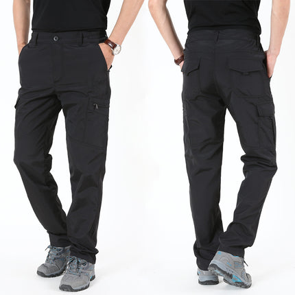Men's Outdoor Quick-Dry Pants, Summer Thin Multi-Pocket Cargo Pants, Men's Long Pants, Sports Casual Pants, Loose Large Size Military Pants
