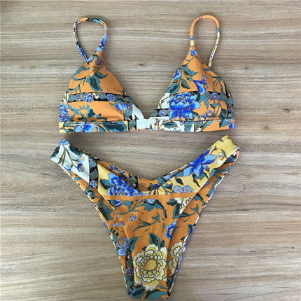 Women's Two-Piece Bikini with Print, Backless Swimsuit, Black Bikini with Polka Dots, Quick-Dry, Tight-Fitting Two-Piece Style