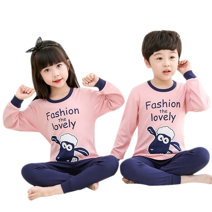 2025 Autumn and Winter Children's Thermal Underwear Set Cotton Pajamas Baby Dinosaur Thermal Top and Bottom Full Cotton Warm and Cold-Proof