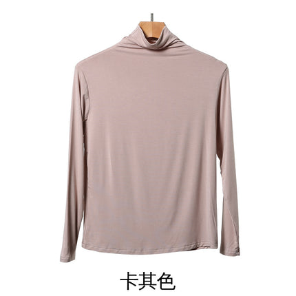 Korean-style Hot New Half-high Collar Base Shirt Women's Internet-famous Long-sleeved Solid Color Modal T-shirt Slim-fit All-match Top