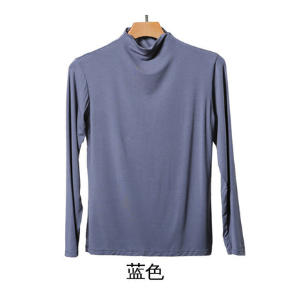 Korean-style Hot New Half-high Collar Base Shirt Women's Internet-famous Long-sleeved Solid Color Modal T-shirt Slim-fit All-match Top