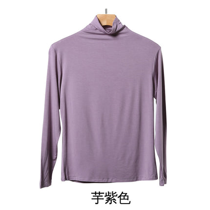 Korean-style Hot New Half-high Collar Base Shirt Women's Internet-famous Long-sleeved Solid Color Modal T-shirt Slim-fit All-match Top