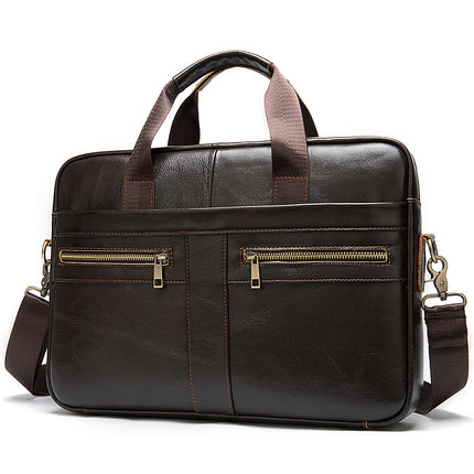 Men's Genuine Leather Briefcase Business Men's Bag Top Layer Cowhide Portable Lawyer Computer Bag Men's Shoulder Crossbody Bag