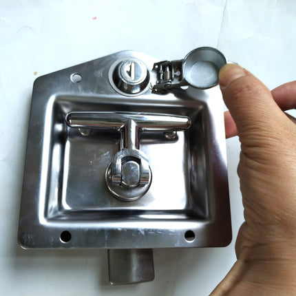 Spot stainless steel panel lock construction machinery door lock MS857 special locomotive toolbox door lock T handle folding