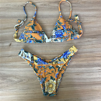 Women's Two-Piece Bikini with Print, Backless Swimsuit, Black Bikini with Polka Dots, Quick-Dry, Tight-Fitting Two-Piece Style