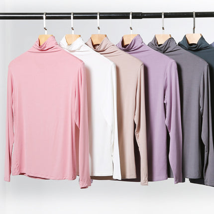 Korean-style Hot New Half-high Collar Base Shirt Women's Internet-famous Long-sleeved Solid Color Modal T-shirt Slim-fit All-match Top