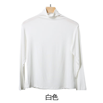 Korean-style Hot New Half-high Collar Base Shirt Women's Internet-famous Long-sleeved Solid Color Modal T-shirt Slim-fit All-match Top