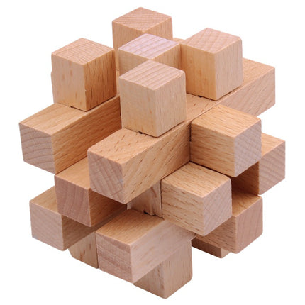 Wisdom Wheel Large Beech Kongming Lock Children's Educational Toys for Adults and Students Decompression Burning Brain Disassembly and Reassembly Luban Lock