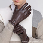Men's sheepskin side opening-brown / Free size