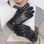 Men's lambskin three-stripe - black / Free size