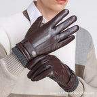 Men's lambskin three-stripe - brown / Free size