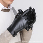 Men's sheepskin simple buckle-black / Free size