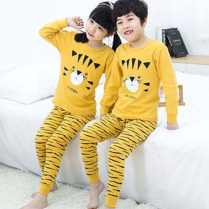 2025 Autumn and Winter Children's Thermal Underwear Set Cotton Pajamas Baby Dinosaur Thermal Top and Bottom Full Cotton Warm and Cold-Proof