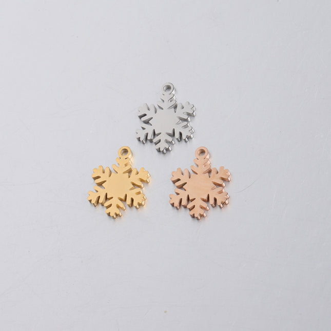 Cross-border mirror smooth titanium steel 15.5*12mm snowflake pendant pendant DIY Christmas snowflake necklace accessories