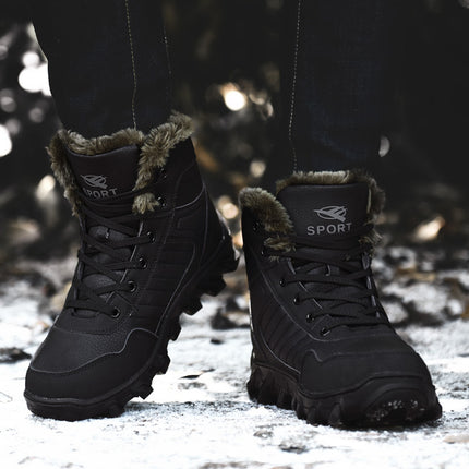Snow Boots Men's Winter Warm Fleece-Lined Thickeneded Large Size Men's Outdoor Cotton Shoes Northeast High-Top Waterproof Anti-Slip Short Boots