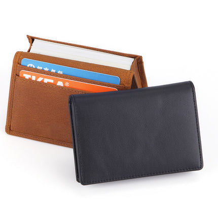 Amazon Hot Sale New Crazy Horse Cowhide Card Bag Retro Oil Leather Large Capacity Plain Print Card Holder Factory Outlet