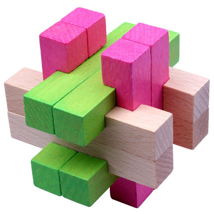 Wisdom Wheel Large Beech Kongming Lock Children's Educational Toys for Adults and Students Decompression Burning Brain Disassembly and Reassembly Luban Lock