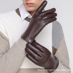 Men's sheepskin simple buckle-brown / Free size