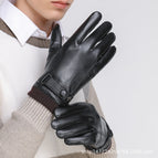 Men's lambskin ribbed crew neck - black / Free size