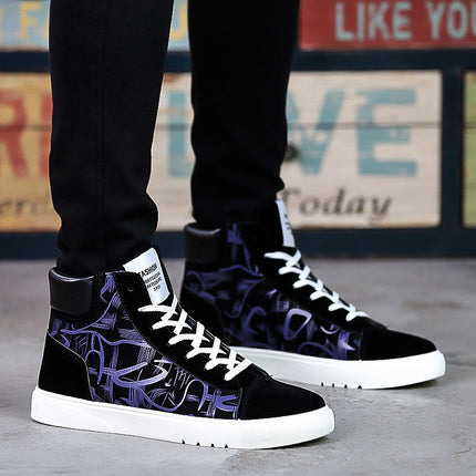 Autumn and Winter Trendy Shoes Men's Casual Board Shoes Korean Style Trendy Board Shoes High-top Cloth Shoes All-match Men's Shoes for Students