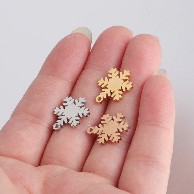 Cross-border mirror smooth titanium steel 15.5*12mm snowflake pendant pendant DIY Christmas snowflake necklace accessories