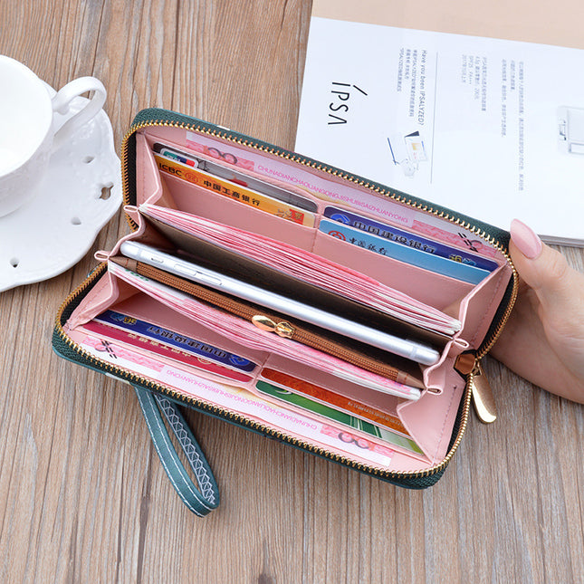 New Women's Wallet Women's Long Zipper Clutch Soft Wallet Korean Printed Fashion Student Change Mobile Phone Bag