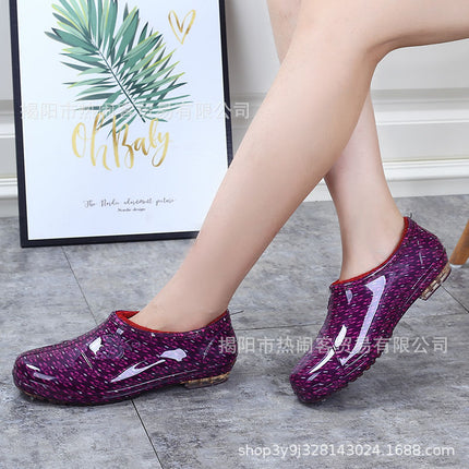 Shallow mouth spring and autumn women's water shoes fashion women's rain shoes non-slip short tube overshoes rubber shoes women's low-top overshoes non-slip kitchen shoes