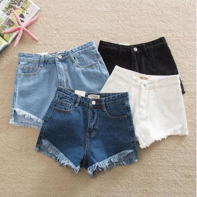 Dropshipping New Summer Style with Holes in Front, Short in Back and Long in Back, A-Line Sexy Denim Shorts That Look Slimmer