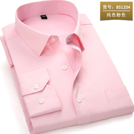 Workwear Purchase Logo Long-Sleeved Shirt for Men, Slim Fit Solid Color Top, Unisex Professional Work Attire with Embroidery Craftsmanship
