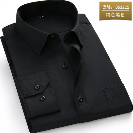 Workwear Purchase Logo Long-Sleeved Shirt for Men, Slim Fit Solid Color Top, Unisex Professional Work Attire with Embroidery Craftsmanship