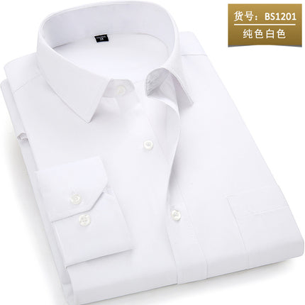 Workwear Purchase Logo Long-Sleeved Shirt for Men, Slim Fit Solid Color Top, Unisex Professional Work Attire with Embroidery Craftsmanship
