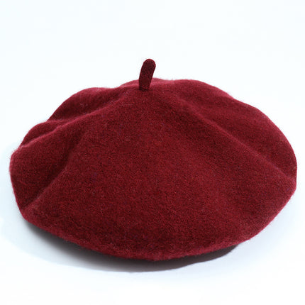 Monochrome Beret Women's Autumn and Winter Korean Style Japanese Style Literary Wool Candy Color Painter's Hat Fashionable Warm Hat Wholesale