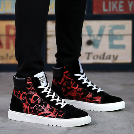 Autumn and Winter Trendy Shoes Men's Casual Board Shoes Korean Style Trendy Board Shoes High-top Cloth Shoes All-match Men's Shoes for Students