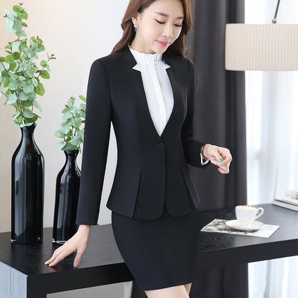 Long Sleeve Spring and Autumn Business Suit Women's Slim Fit Beauty Salon Hotel Work Clothes White Collar Interview Dress Suit Dress