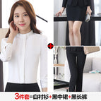 White shirt + black skirt + black trousers / S