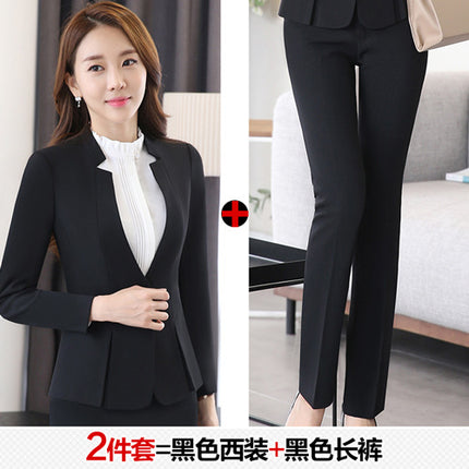 Long Sleeve Spring and Autumn Business Suit Women's Slim Fit Beauty Salon Hotel Work Clothes White Collar Interview Dress Suit Dress