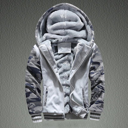 Spot velvet hooded sweater men's autumn and winter New Korean camouflage large size coat cross-border casual men's wholesale